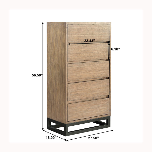 Mercury Row® Joshua 5 Drawer 27.5" Solid Wood Chest & Reviews Wayfair